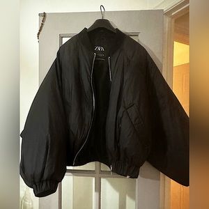 Zara puffer sleeve bomber jacket